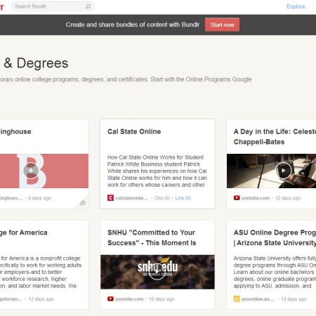 bundlr screenshot for curated collection of online programs