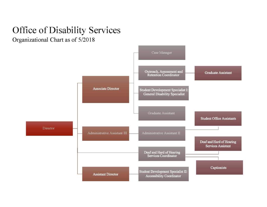 Office of Disability Services Organizational Chart from Texas State